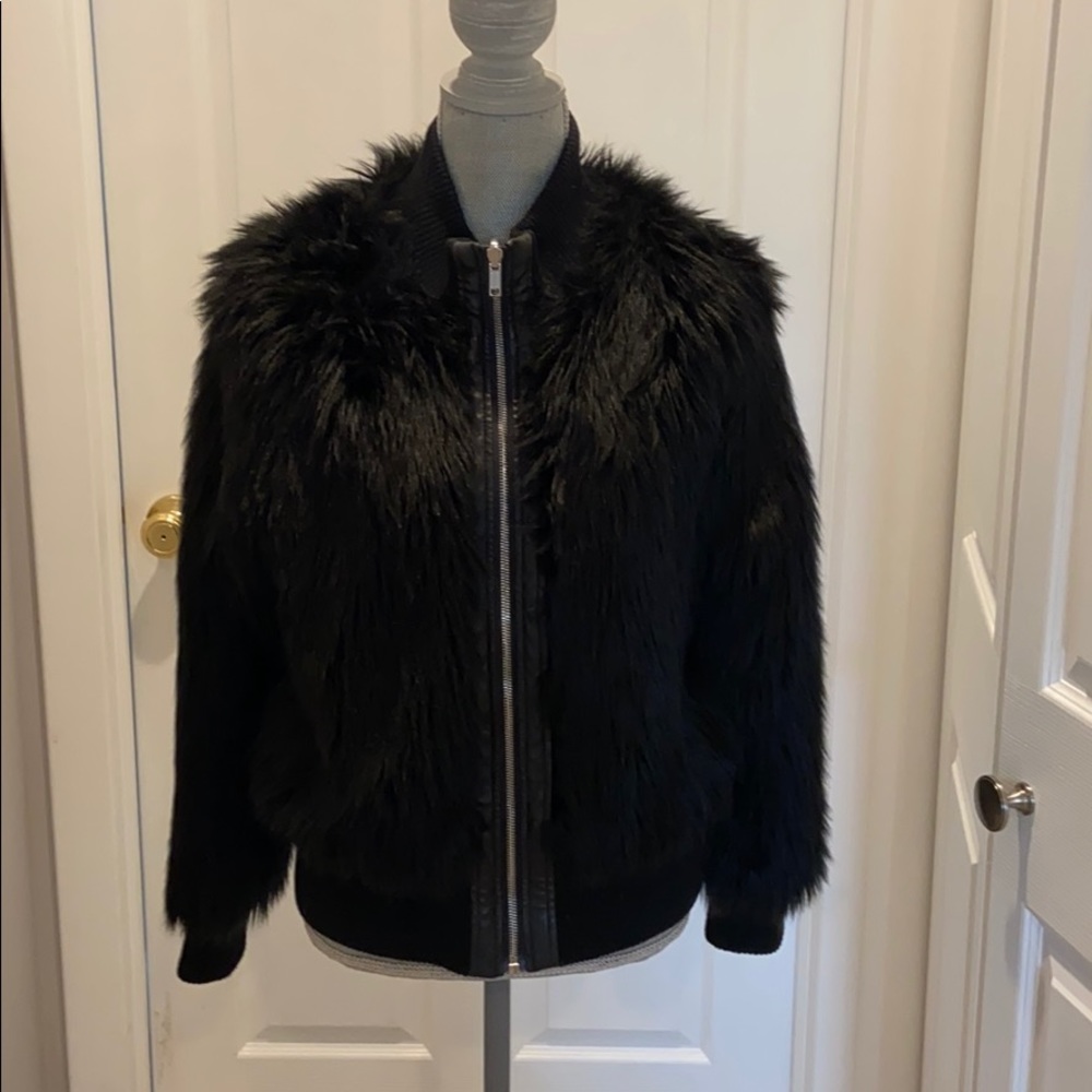 For all 7 mankind faux fur bomber jacket